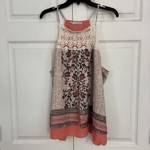 Maurices Coral and Cream Lace Tank